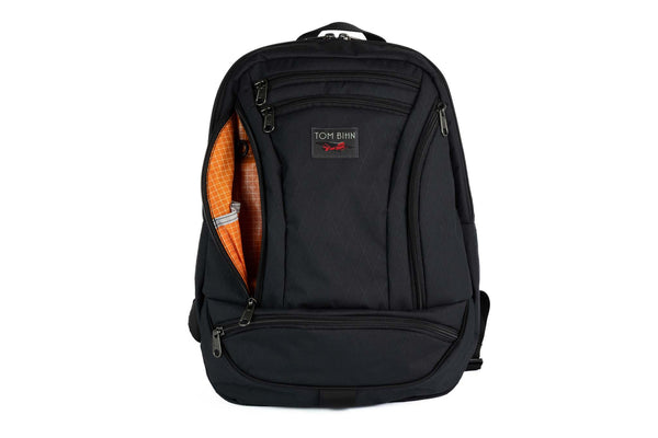 The Synapse 19 in Black Ballistic with Zest (orange with white grid) 200 Halcyon interior.